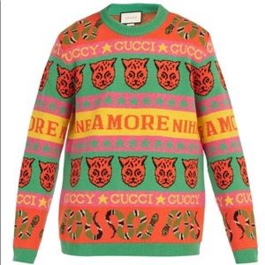 Authentic Gucci tiger snake intarsia sweater wool